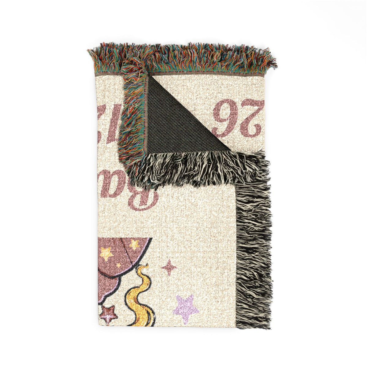 It's a Girl Personalize Name Date Unicorn Woven Cotton Throw Blanket Keepsake