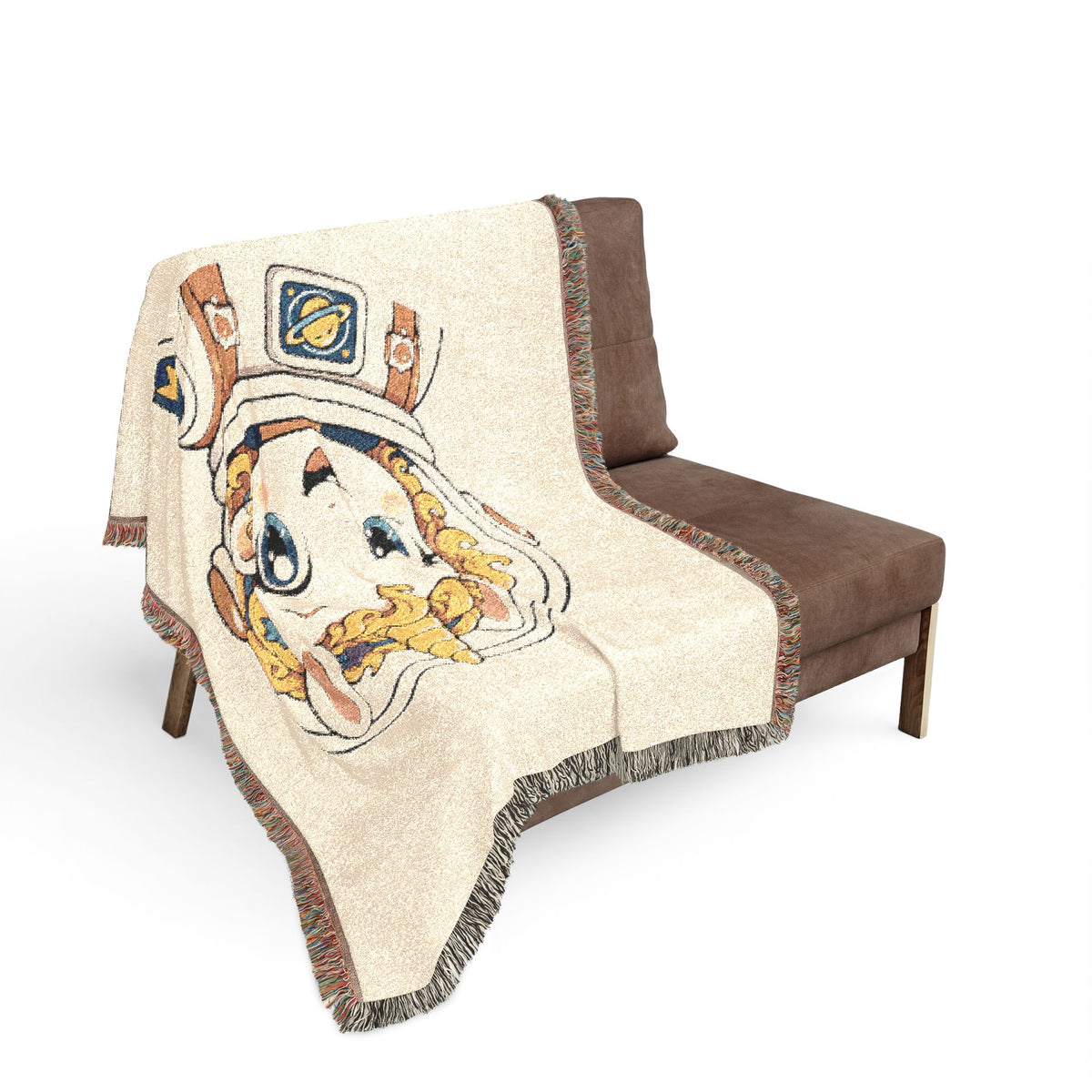 Astronaut Unicorn Cotton Jacquard Woven Throw Blanket: Heirloom Tapestry Keepsake