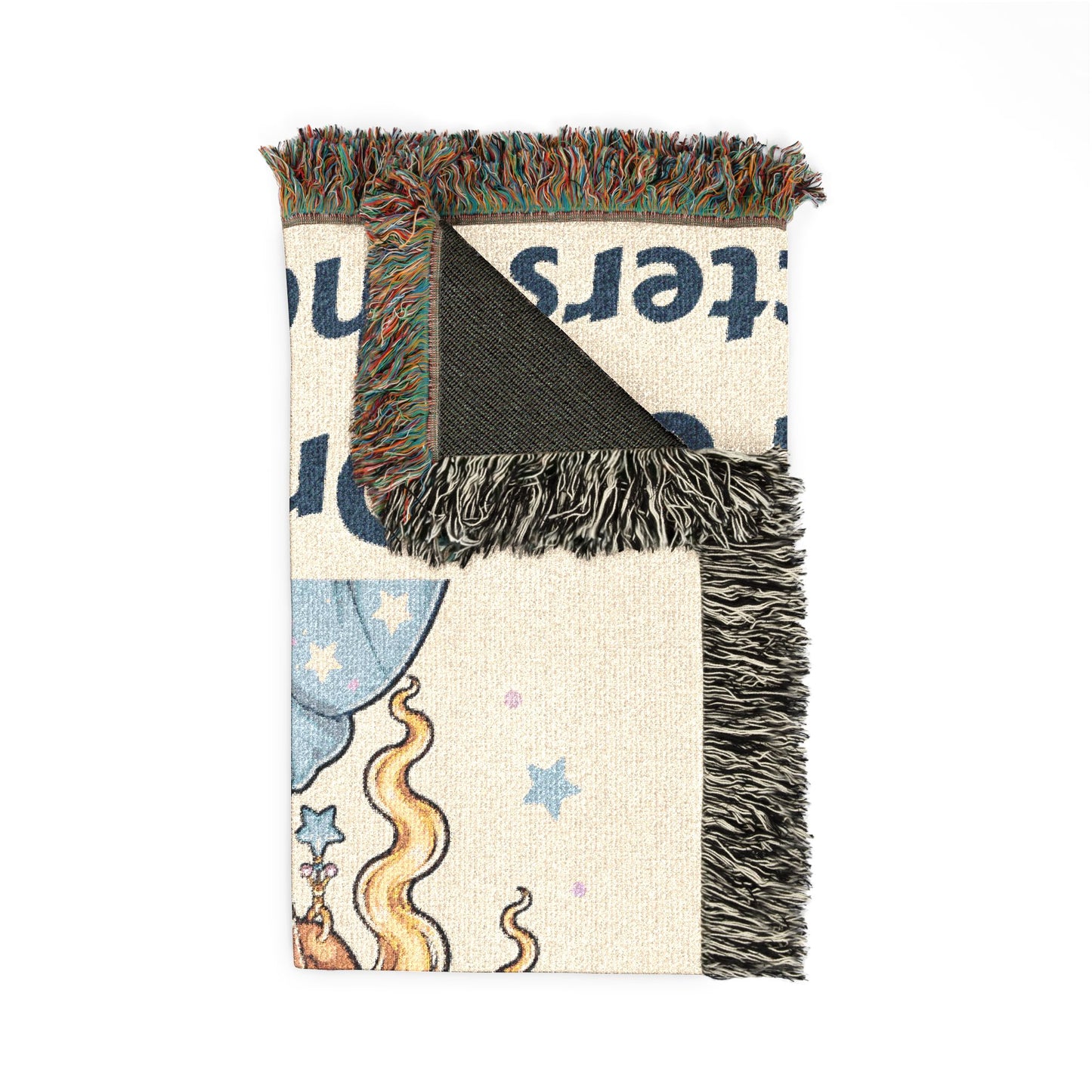 Personalized Text with One of Our Original Unicorn Characters on an Heirloom 100% Cotton Woven Throw Keepsake