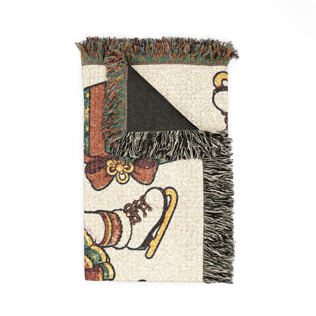 Holiday Unicorn Ice Skater Woven Cotton Throw Blanket Figure Skating Gift for Her USA Jacquard Tapestry