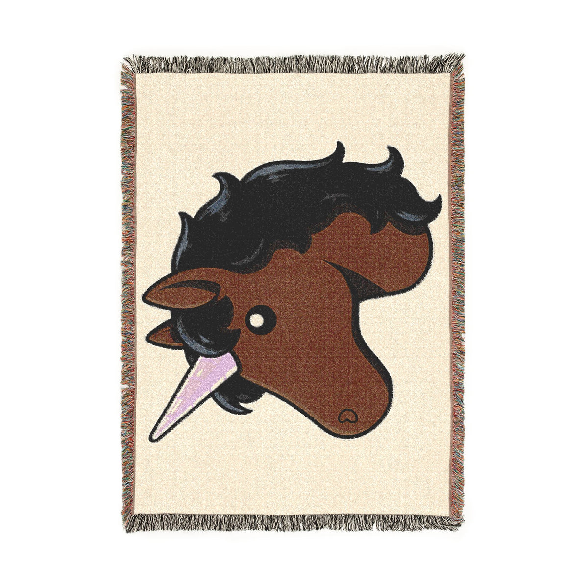 Bold Unicorn Cotton Jacquard Woven Throw Blanket USA Made Heirloom Tapestry