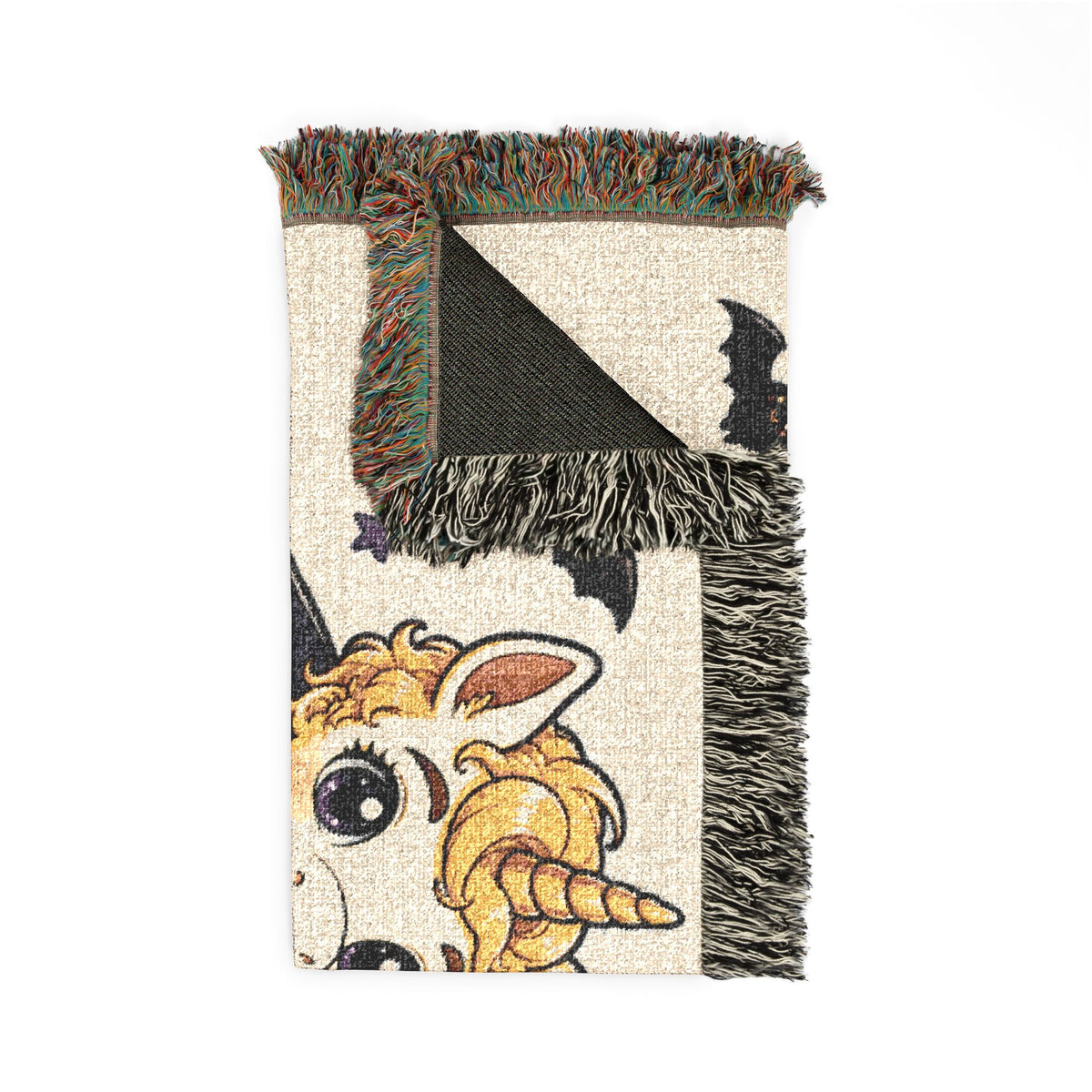 Halloween Unicorn Couple Woven Blanket, Vampire Witch Costume Throw, Gothic Fall Décor