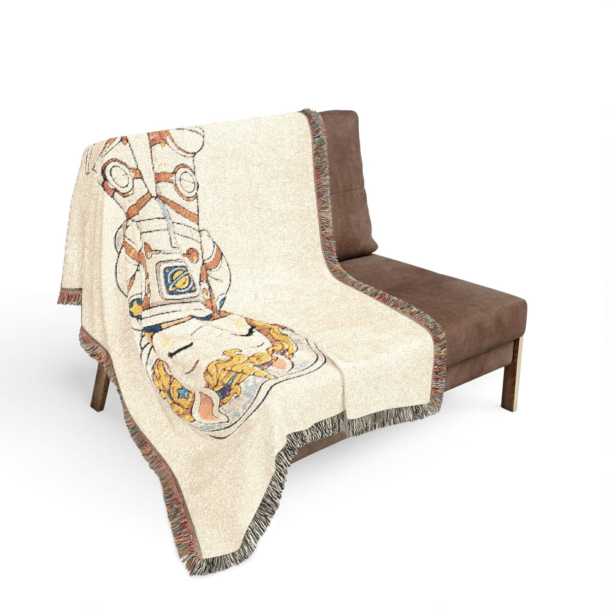 Astronaut Unicorn Woven Cotton Throw Blanket Jacquard Tapestry Wall Art Keepsake