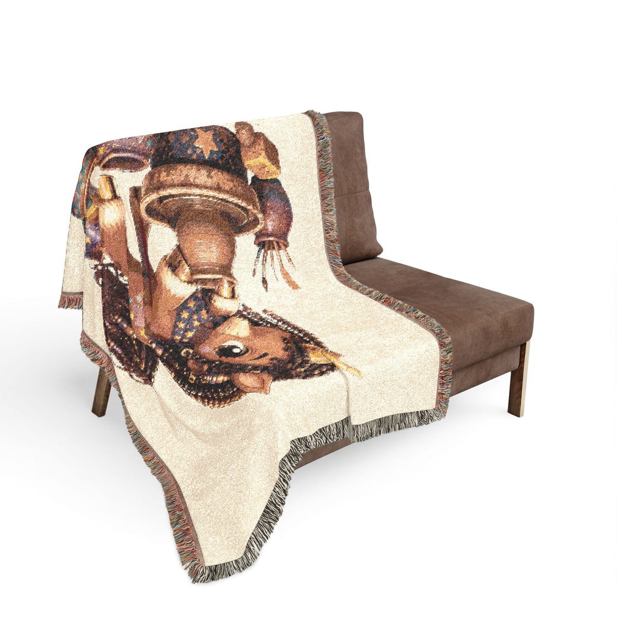 Unicorn Pottery Woven Throw Blanket: Jacquard Tapestry Wall Art, USA Cotton