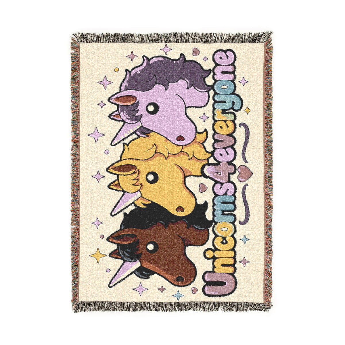 Unicorns4Everyone Woven Cotton Throw Blanket: Jacquard Tapestry, USA Made Keepsake