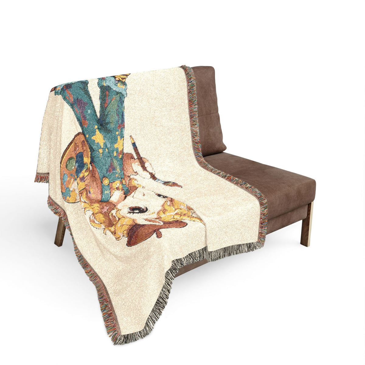Poppy Unicorn Artist Woven in the USA Cotton Throw Blanket: Jacquard Tapestry Keepsake