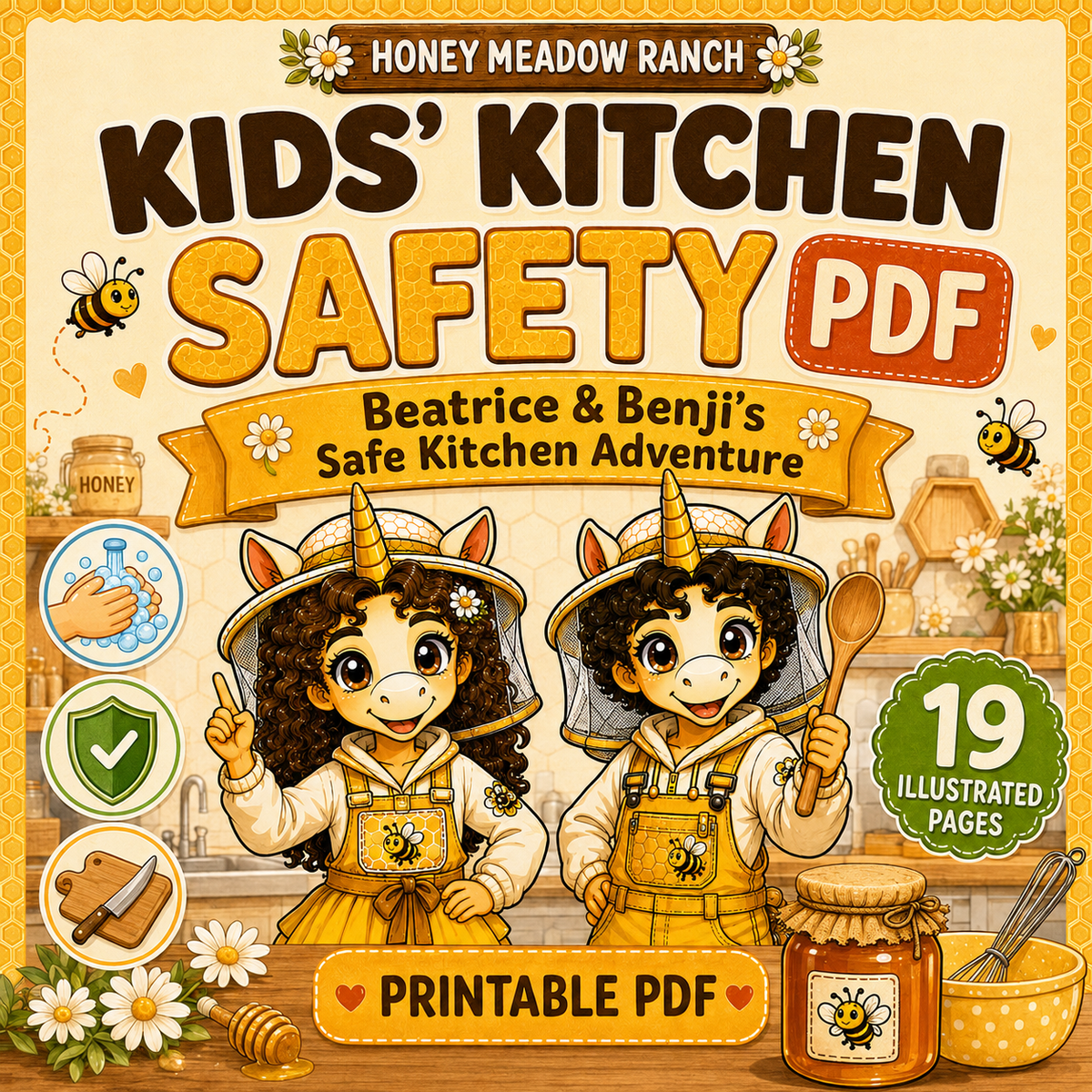 Kids Kitchen Safety Printable PDF | 19-Page Illustrated Food Safety Activity for Kids | Cooking & Baking Life Skills