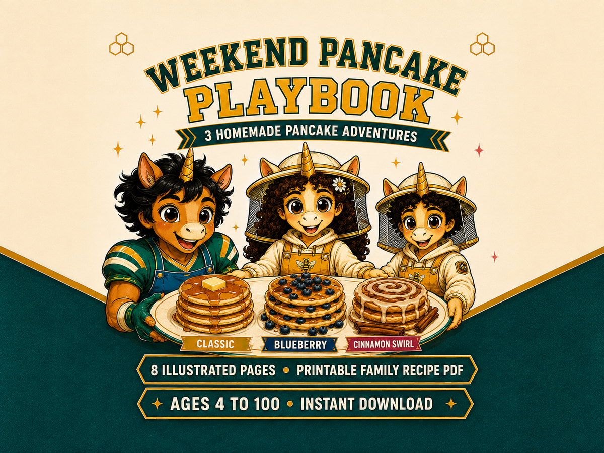 Kids Weekend Pancake Playbook PDF, Childrens Pancake Recipe Book, Printable Family Baking Activity, Illustrated fun fo rthe whole family