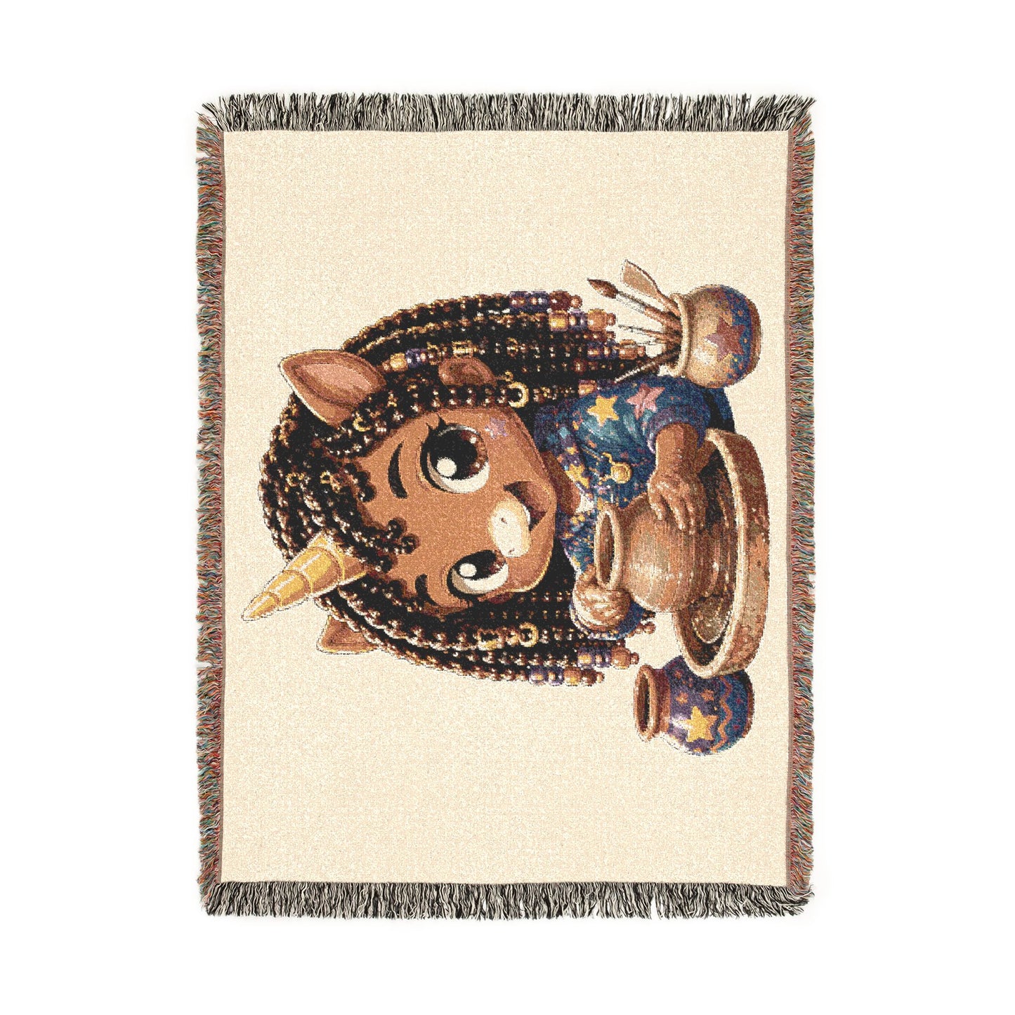 Little Crafting Chloe 100% Cotton Woven Throw Blanket Original Artwork Heirloom Keepsake Unicorns4everyone