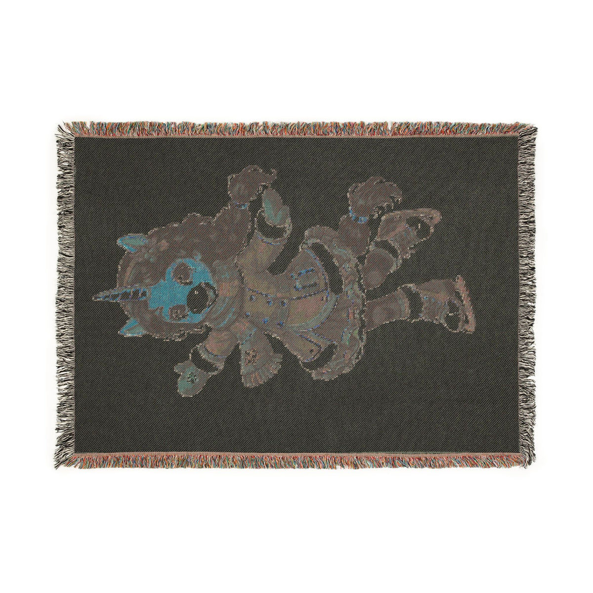 Winter Unicorn Ice Skater Woven Cotton Throw Blanket Holiday Figure Skating Gift for Her USA Jacquard Keepsake