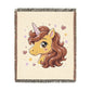 Autumn Rose Unicorn Woven Cotton Throw Blanket Jacquard Tapestry Keepsake