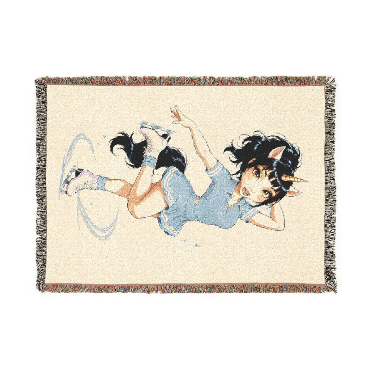 Ice Skater Woven Cotton Throw Blanket Adult Figure Skating Gift for Her, USA Jacquard Tapestry