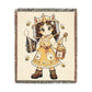 Beeatrice Unicorn Beekeeper Cotton Throw Blanket: Woven Jacquard Tapestry Heriloom Quality Keepsake