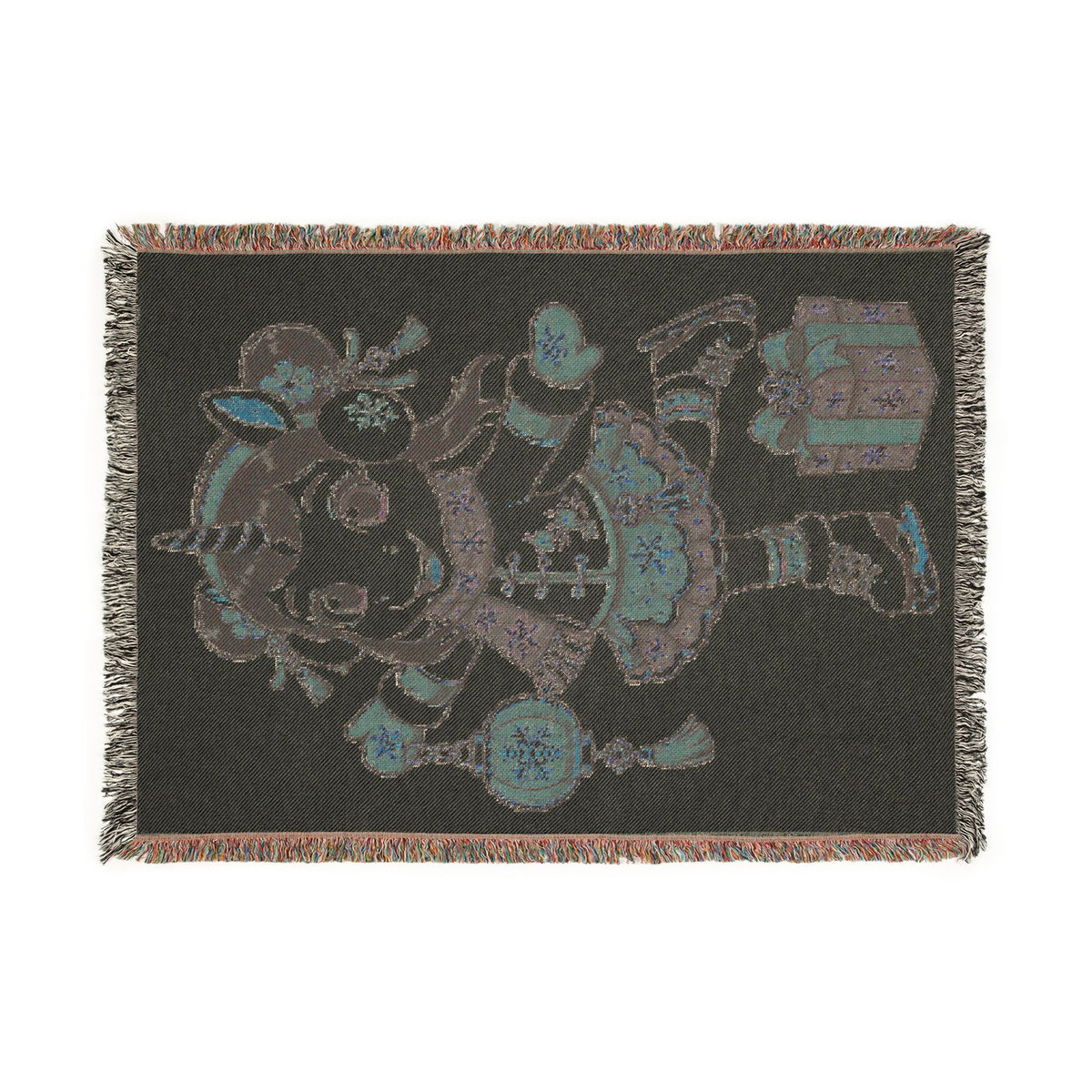 Holiday Unicorn Ice Skater Woven Cotton Throw Blanket Figure Skating Gift for Her USA Jacquard Tapestry
