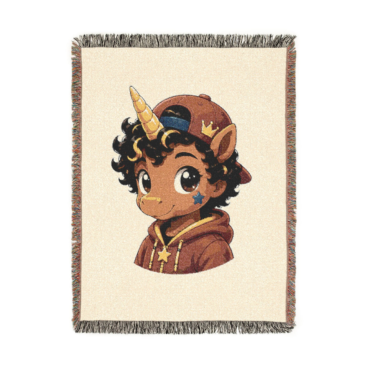 Little Rockstar Jett Unicorn Jacquard Woven Cotton Throw Blanket, USA Made Keepsake