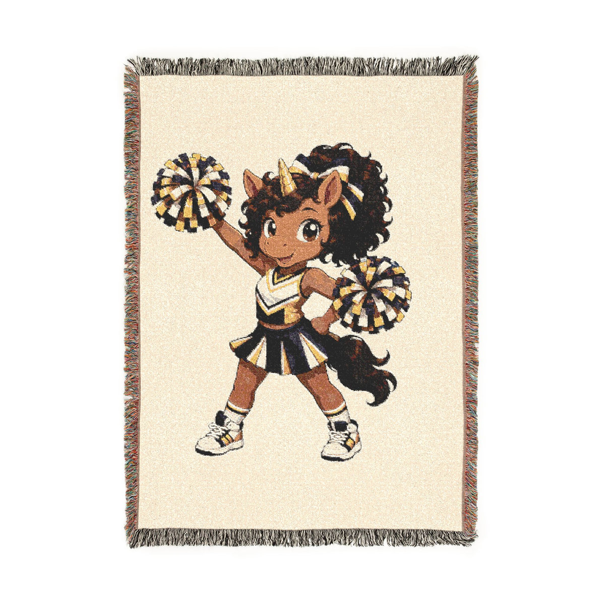 Cheerleader Unicorn Woven Blanket, Personalized Cheer Gift for Girls, Cheer Team Blanket, Senior Cheer Gift, Cheerleading Throw Blanket