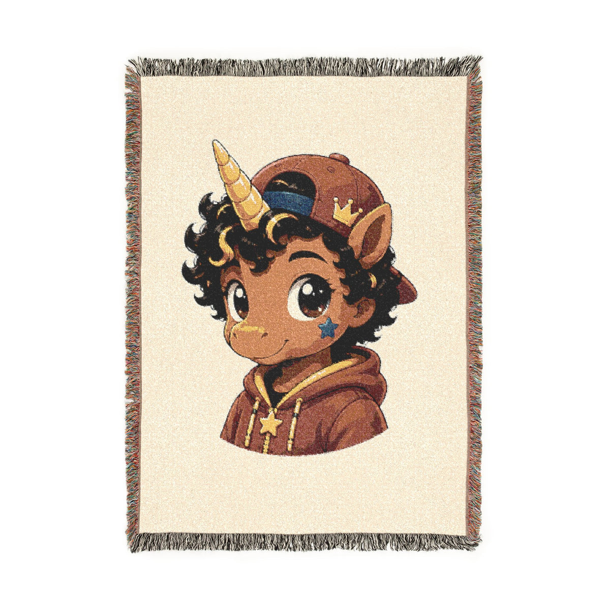 Little Rockstar Jett Unicorn Jacquard Woven Cotton Throw Blanket, USA Made Keepsake