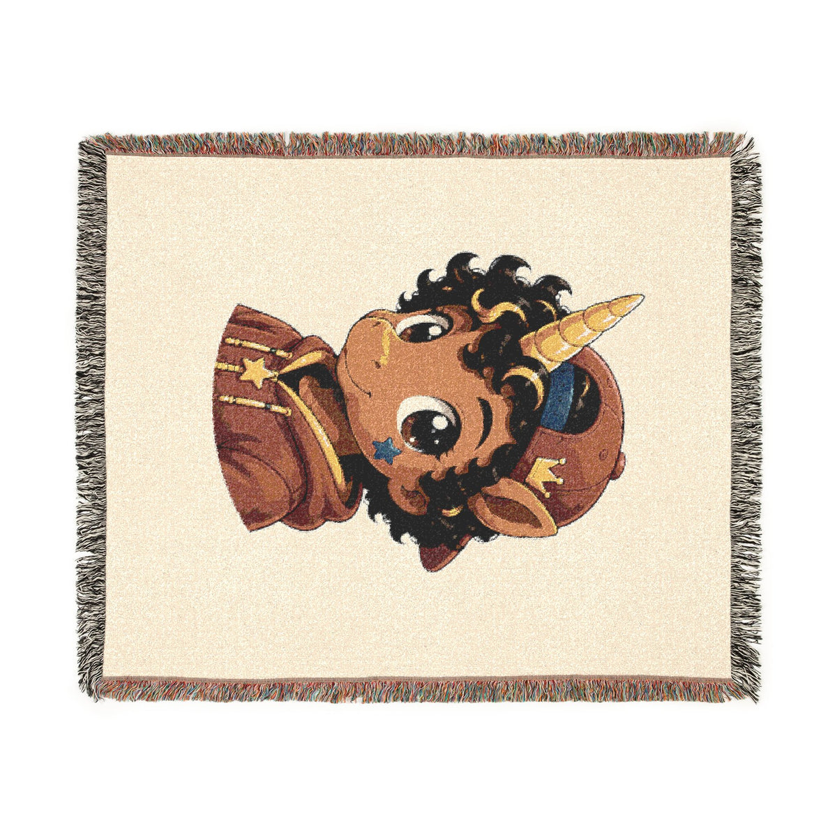 Little Rockstar Jett Unicorn Jacquard Woven Cotton Throw Blanket, USA Made Keepsake
