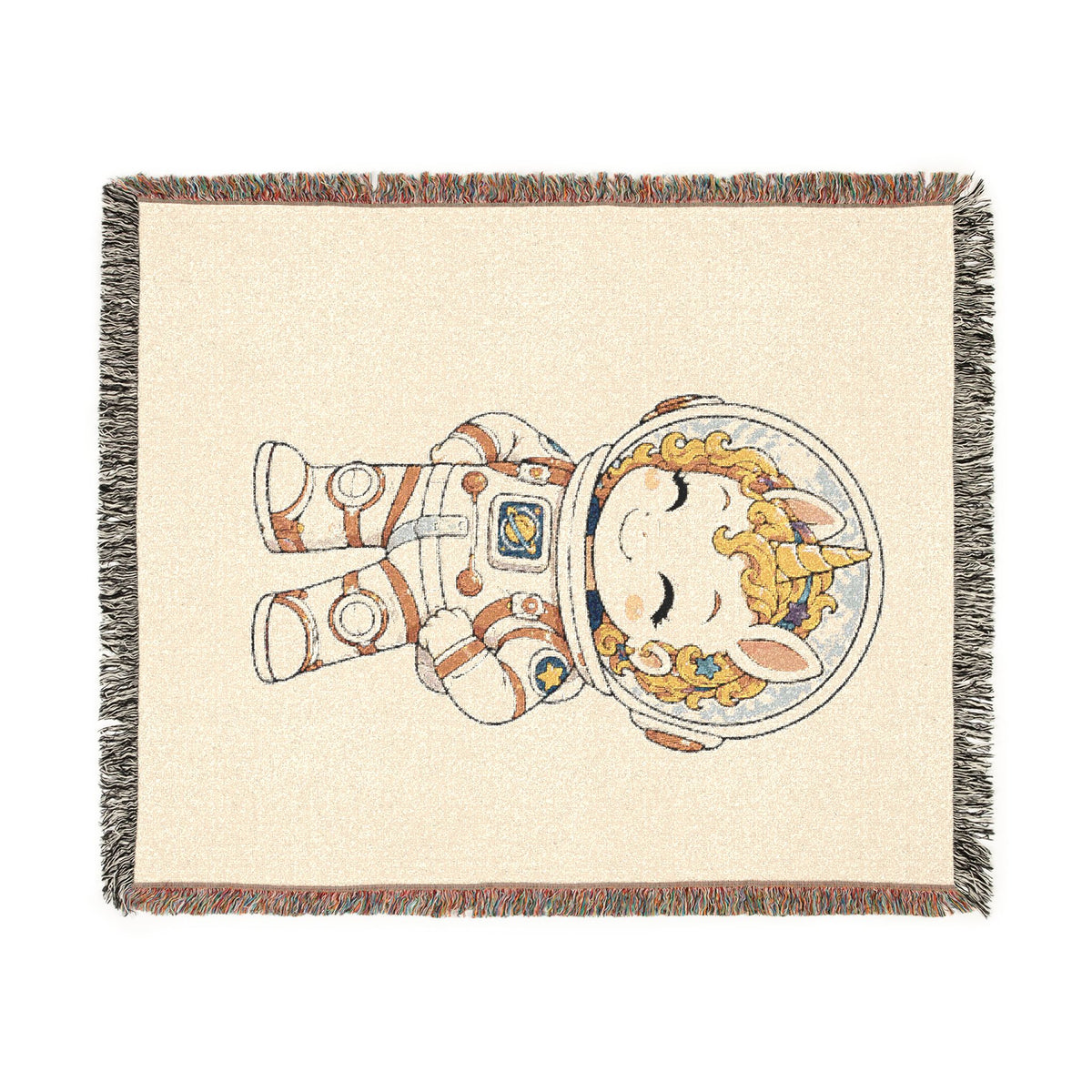 Astronaut Unicorn Woven Cotton Throw Blanket Jacquard Tapestry Wall Art Keepsake