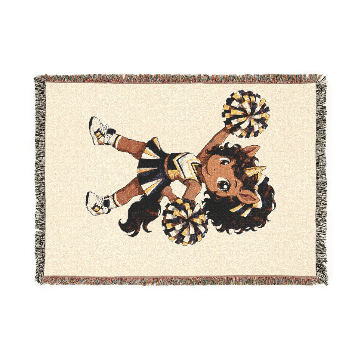 Cheerleader Unicorn Woven Blanket, Personalized Cheer Gift for Girls, Cheer Team Blanket, Senior Cheer Gift, Cheerleading Throw Blanket