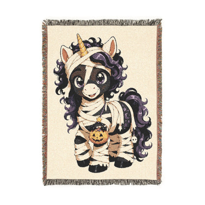 Halloween Unicorn Mummy Costume Blanket Woven Cotton Keepsake Heirloom Quality Jacquard Throw Blanket
