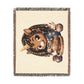 Chloe Unicorn Jacquard Woven Cotton Throw Blanket Heirloom Tapestry, Made USA textile