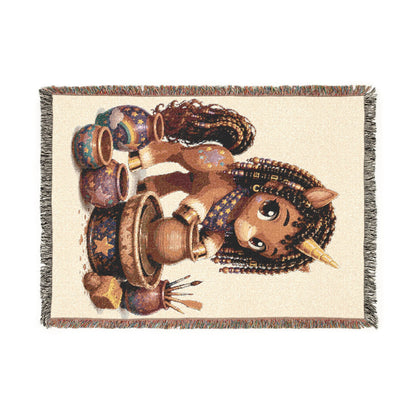 Crafting Chloe The Unicorn Potter 100% Cotton Woven Throw Blanket Original Artwork Heirloom Keepsake Unicorns4everyone