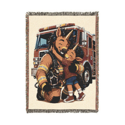 Future Firefighter My First Hero Unicorn Dad & Child Gift 100% Cotton Woven Throw Blanket Original Artwork Heirloom-Quality Keepsake