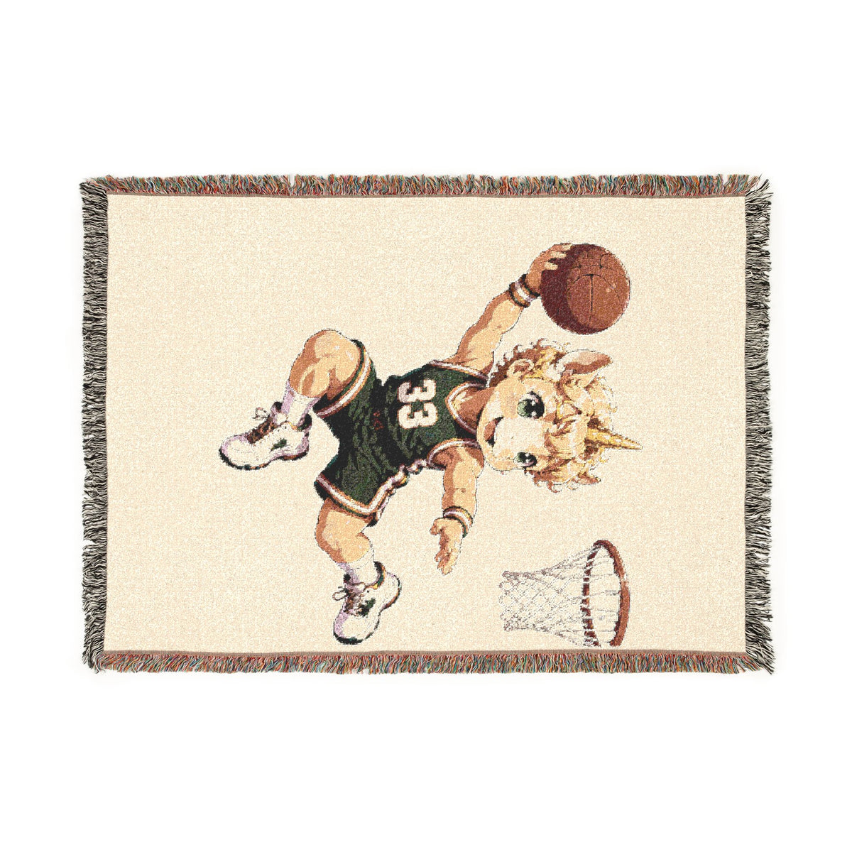 Basketball Player Unicorn Woven Blanket, Personalized Basketball Blanket, Basketball Senior Night Gift, Sports Throw Blanket
