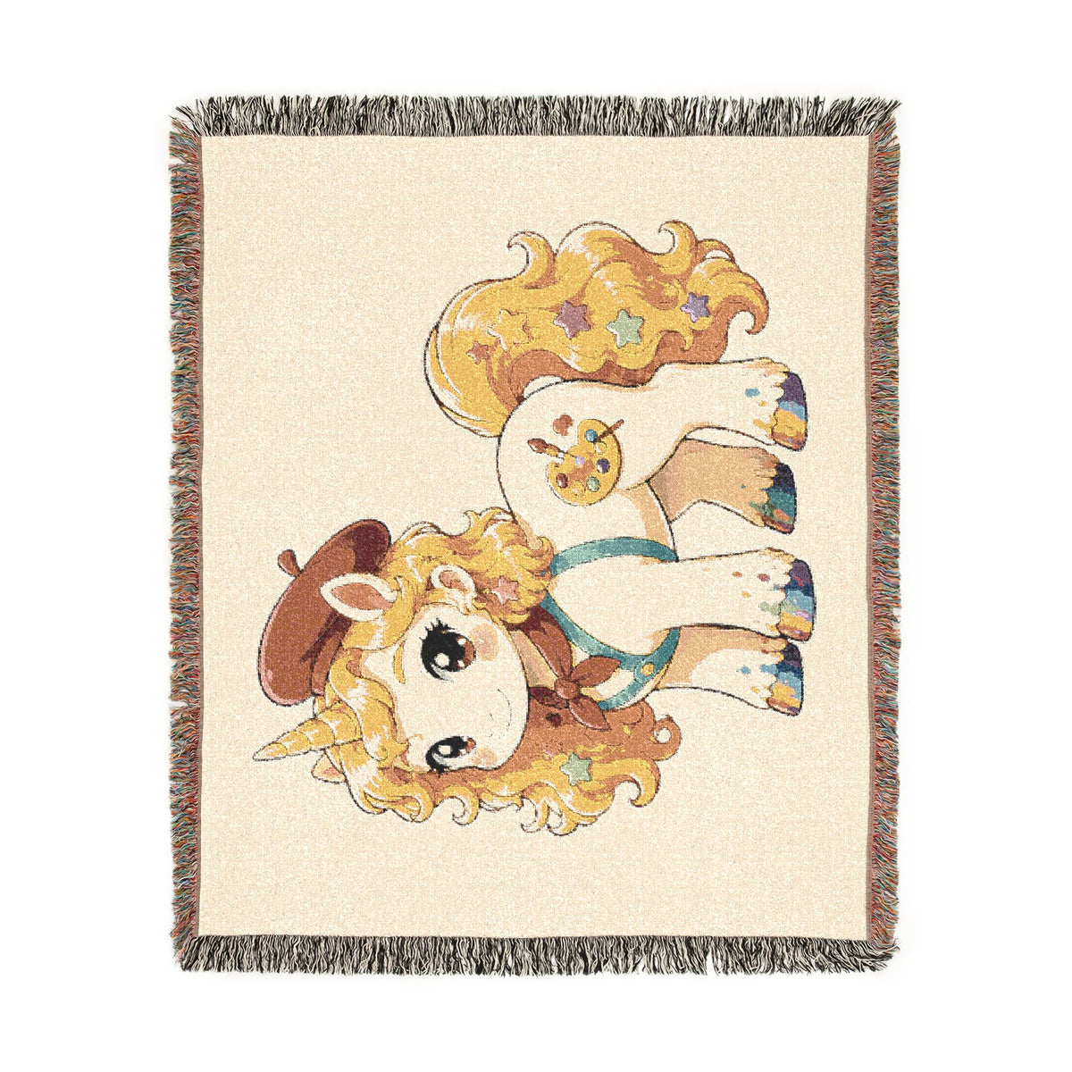 Poppy Unicorn Woven Cotton Throw Blanket: Jacquard Tapestry, Made in USA, Keepsake
