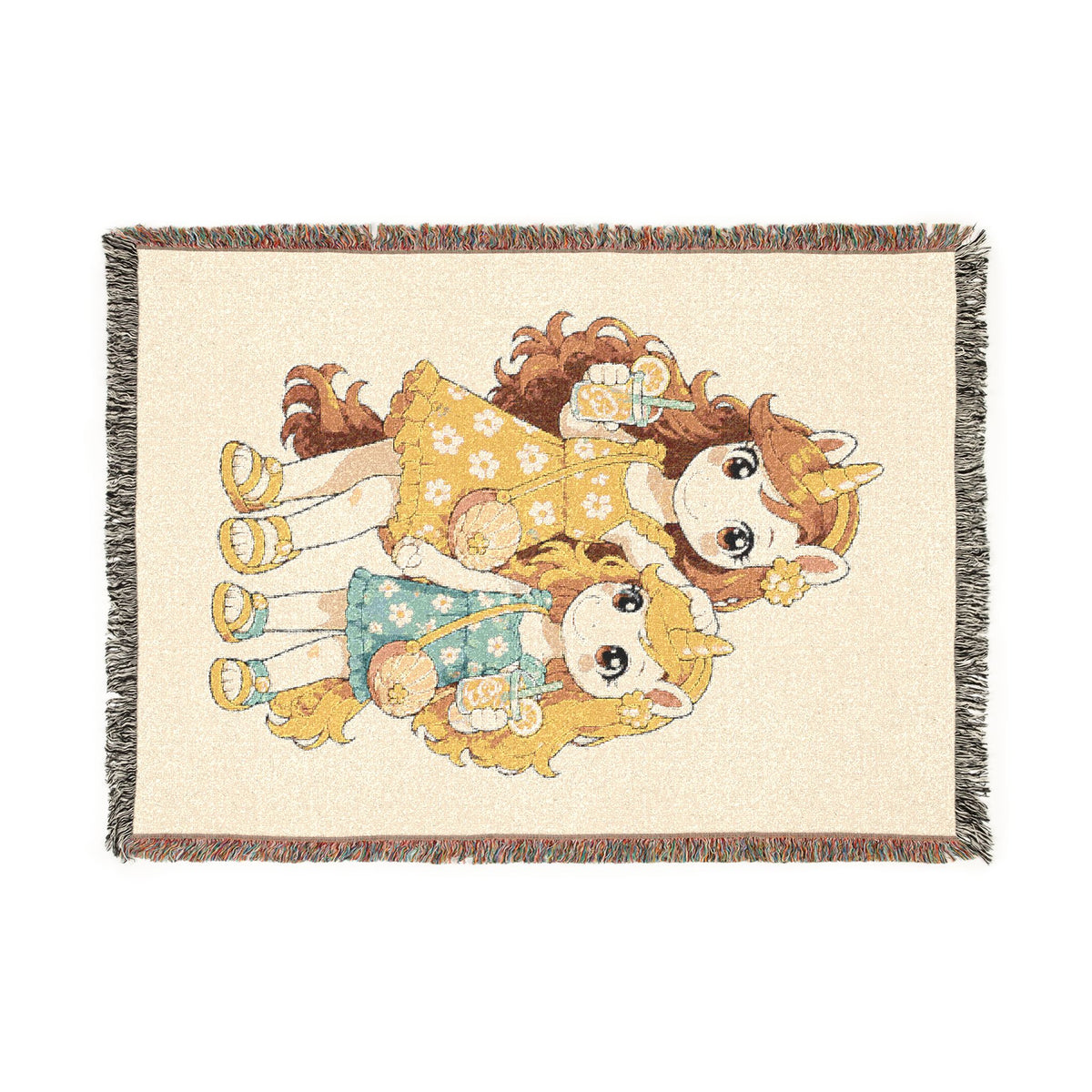Unicorn Sisters Woven Blanket, Sister Gift, Summer Lemonade Throw, Beach Vacation Keepsake, Girls Room Décor