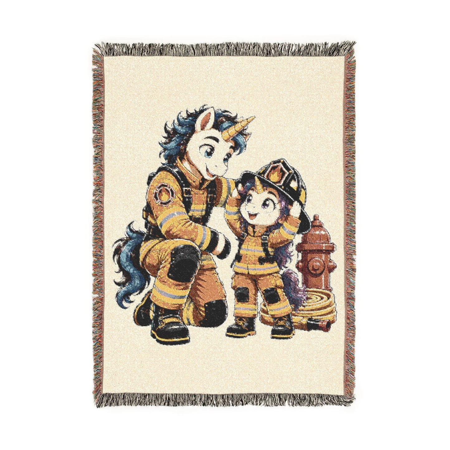 Future Firefighter Unicorn Dad & Child Gift 100% Cotton Woven Throw Blanket Original Artwork Heirloom-Quality Keepsake