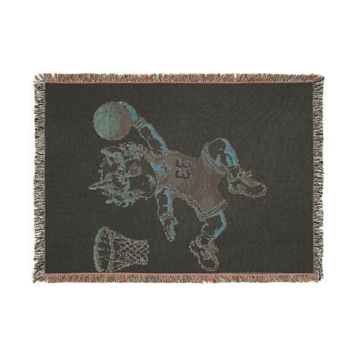 Basketball Player Unicorn Woven Blanket, Personalized Basketball Blanket, Basketball Senior Night Gift, Sports Throw Blanket