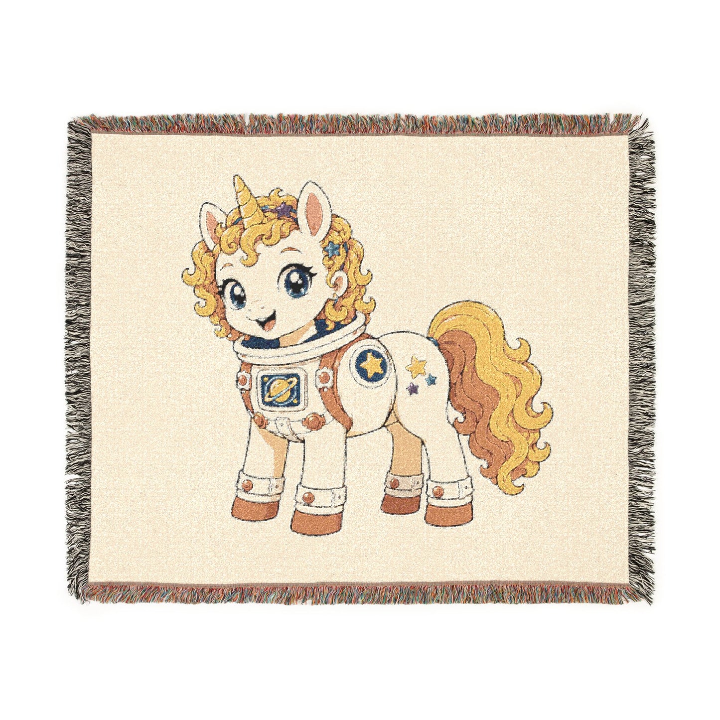 Astronaut Nova Starwhirl the Space Explorer Unicorn 100% Cotton Woven Throw Blanket Original Artwork Heirloom Keepsake Unicorns4everyone