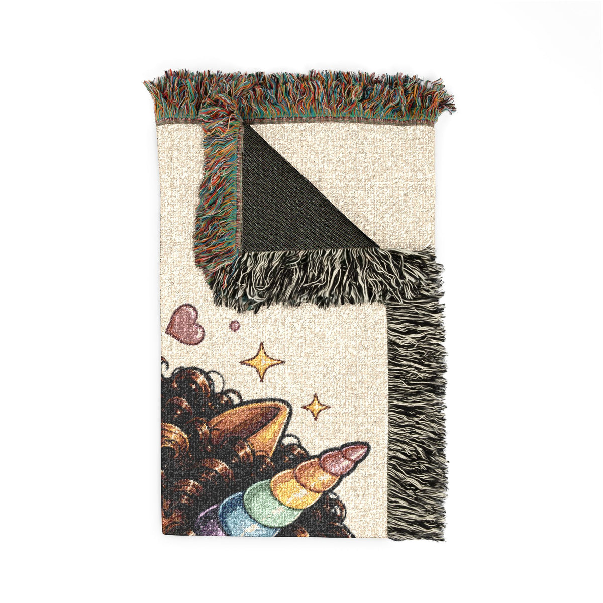 Dahlia Dream Unicorn Jacquard Woven Cotton Throw Blanket USA Made Heirloom Tapestry