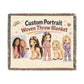 Custom Woven Portrait Art Blanket: Personalized Unicorn Tapestry Keepsake USA heirloom Quality