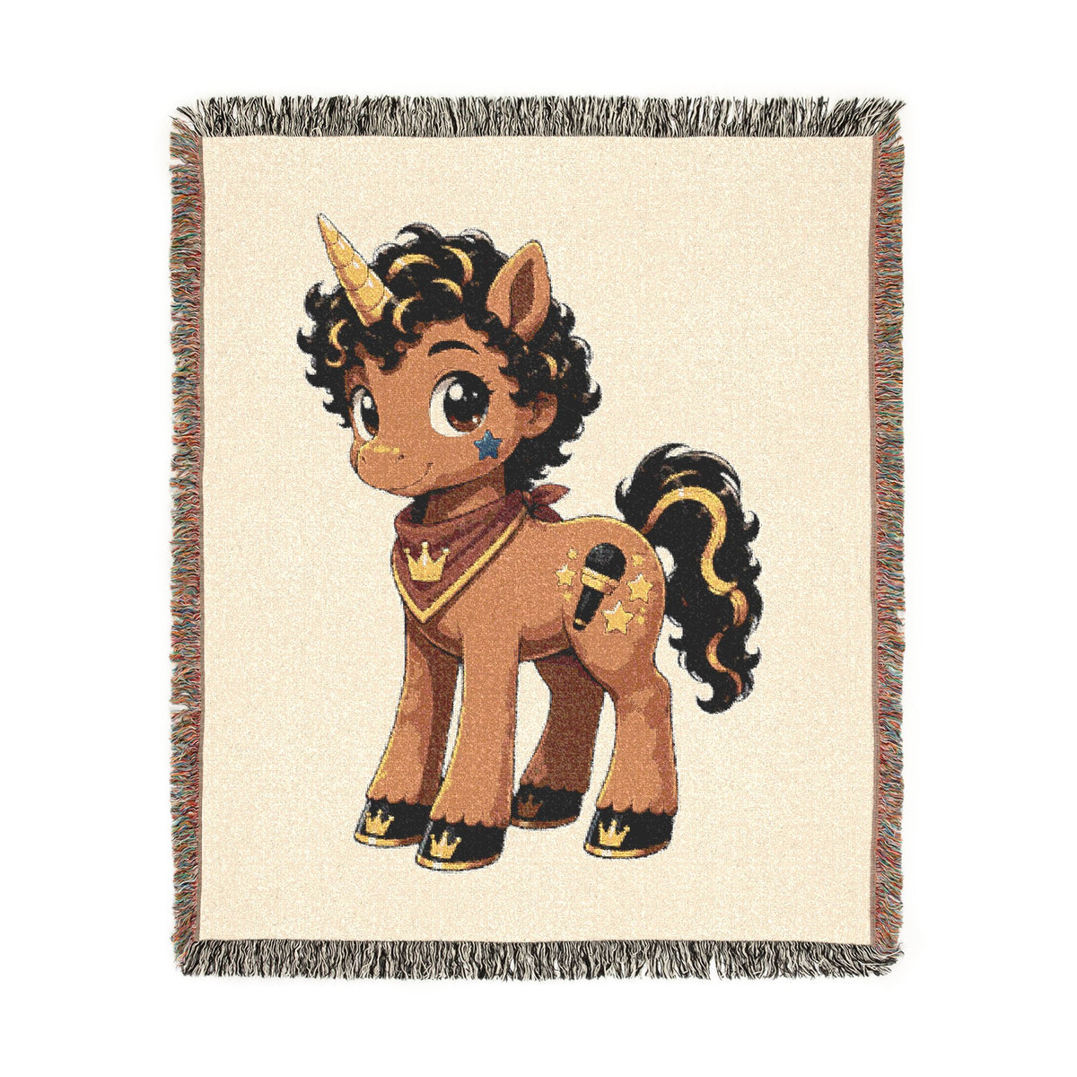 Unicorn Woven Cotton Throw Blanket: Jacquard Tapestry Keepsake Rockstar Jett music lovers gift