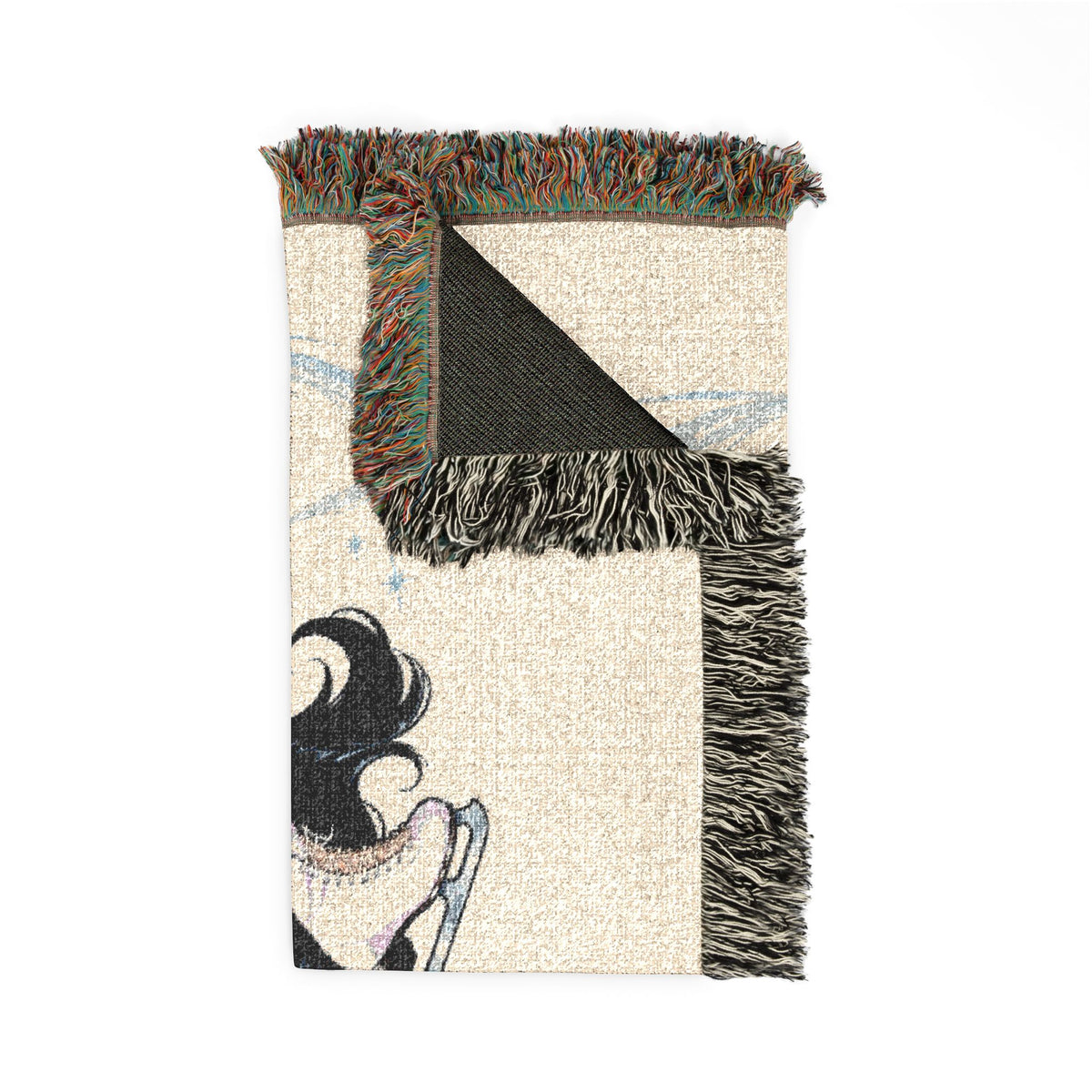 Ice Skater Woven Cotton Throw Blanket Adult Figure Skating Gift for Her, USA Jacquard Tapestry
