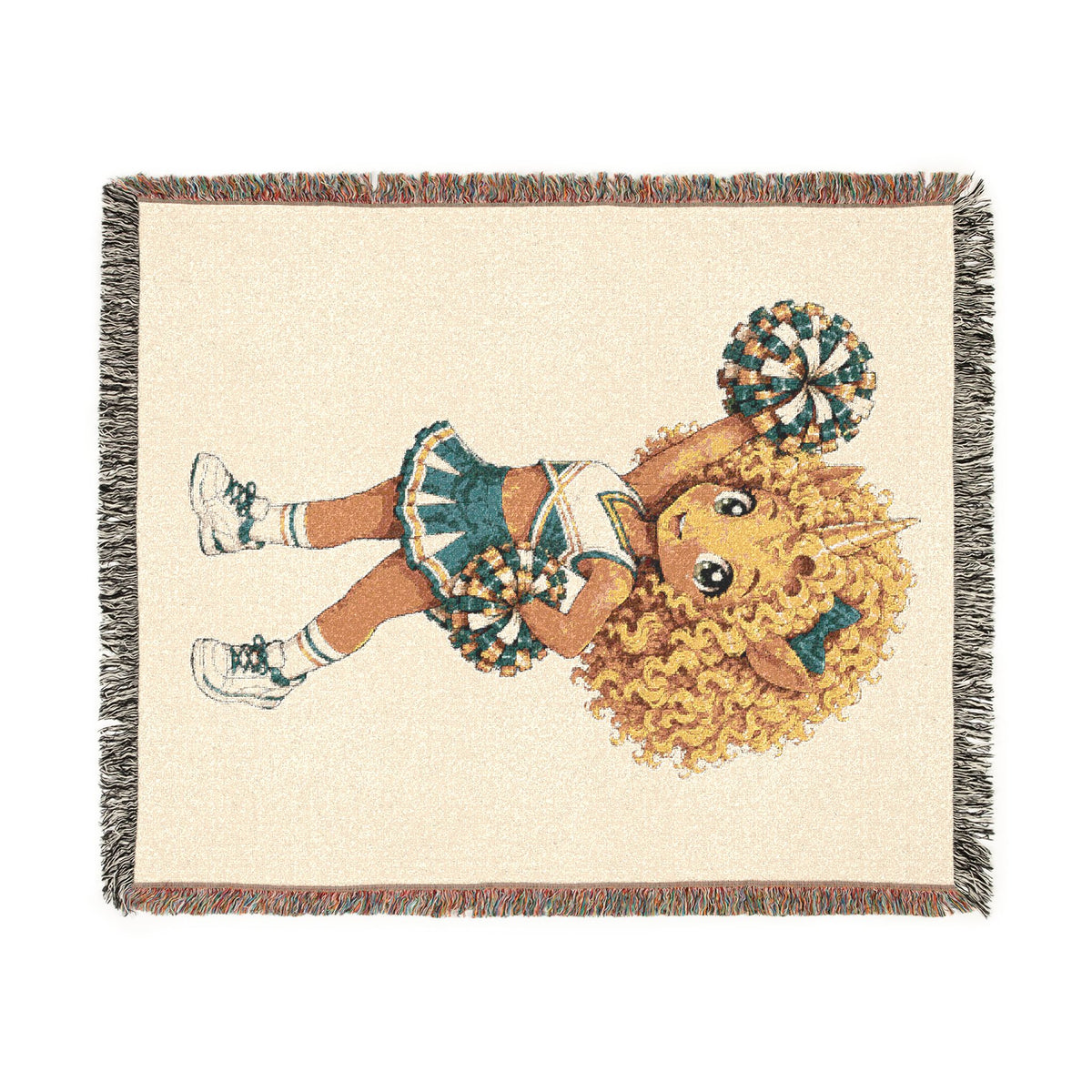 Cheerleader Unicorn Blanket, Personalized Cheer Woven Throw, Cheerleader Gift, Team Spirit Gift, Cheer Season Keepsake