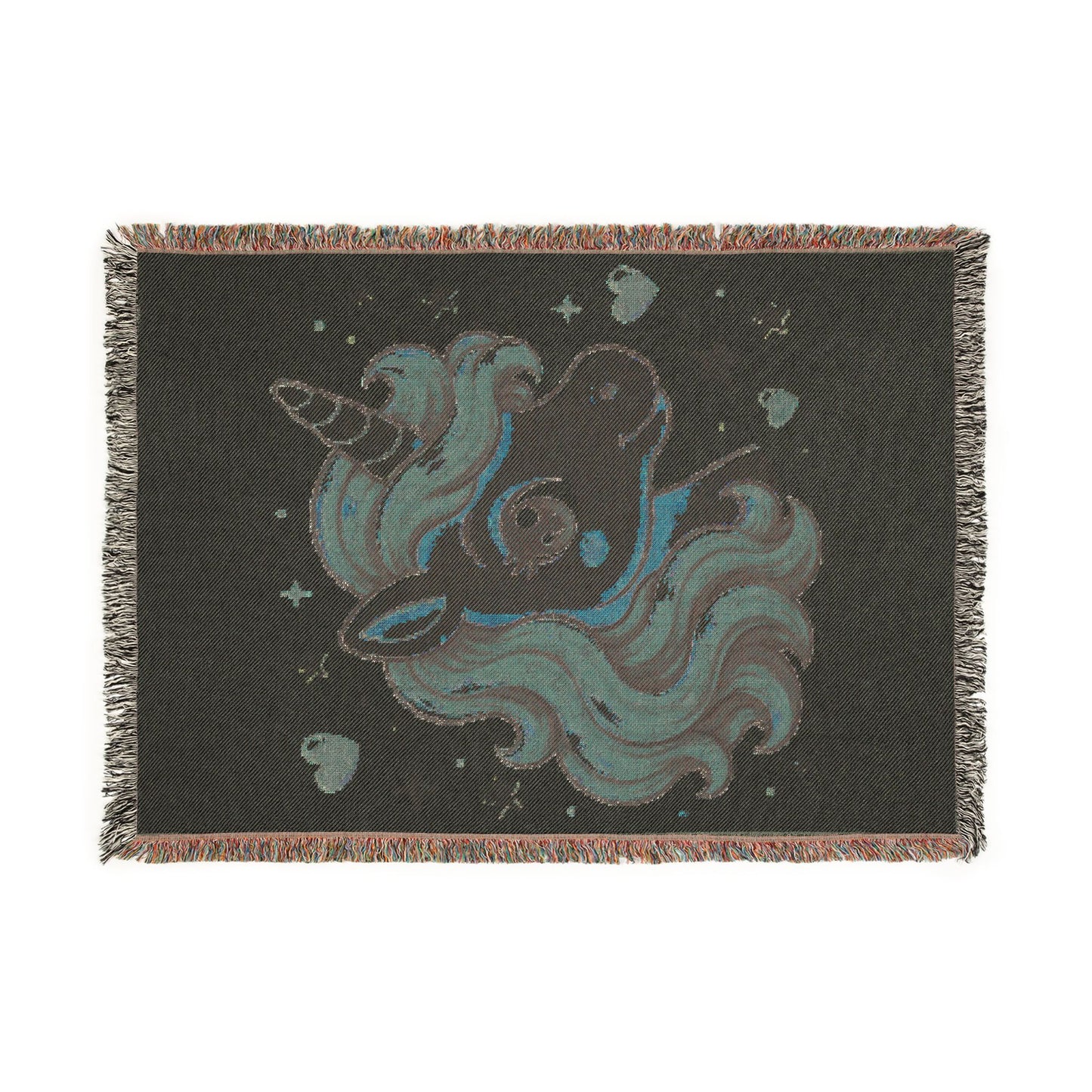 Auburn Golden Unicorn 100% Cotton Woven Throw Blanket Original Artwork Heirloom Keepsake Woven Fringe Blanket