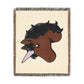 Bold Unicorn Cotton Jacquard Woven Throw Blanket USA Made Heirloom Tapestry