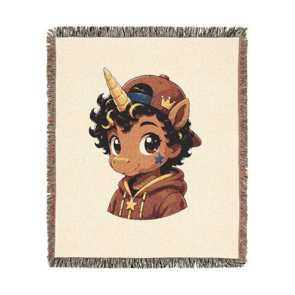 Little Rockstar Jett Unicorn Jacquard Woven Cotton Throw Blanket, USA Made Keepsake