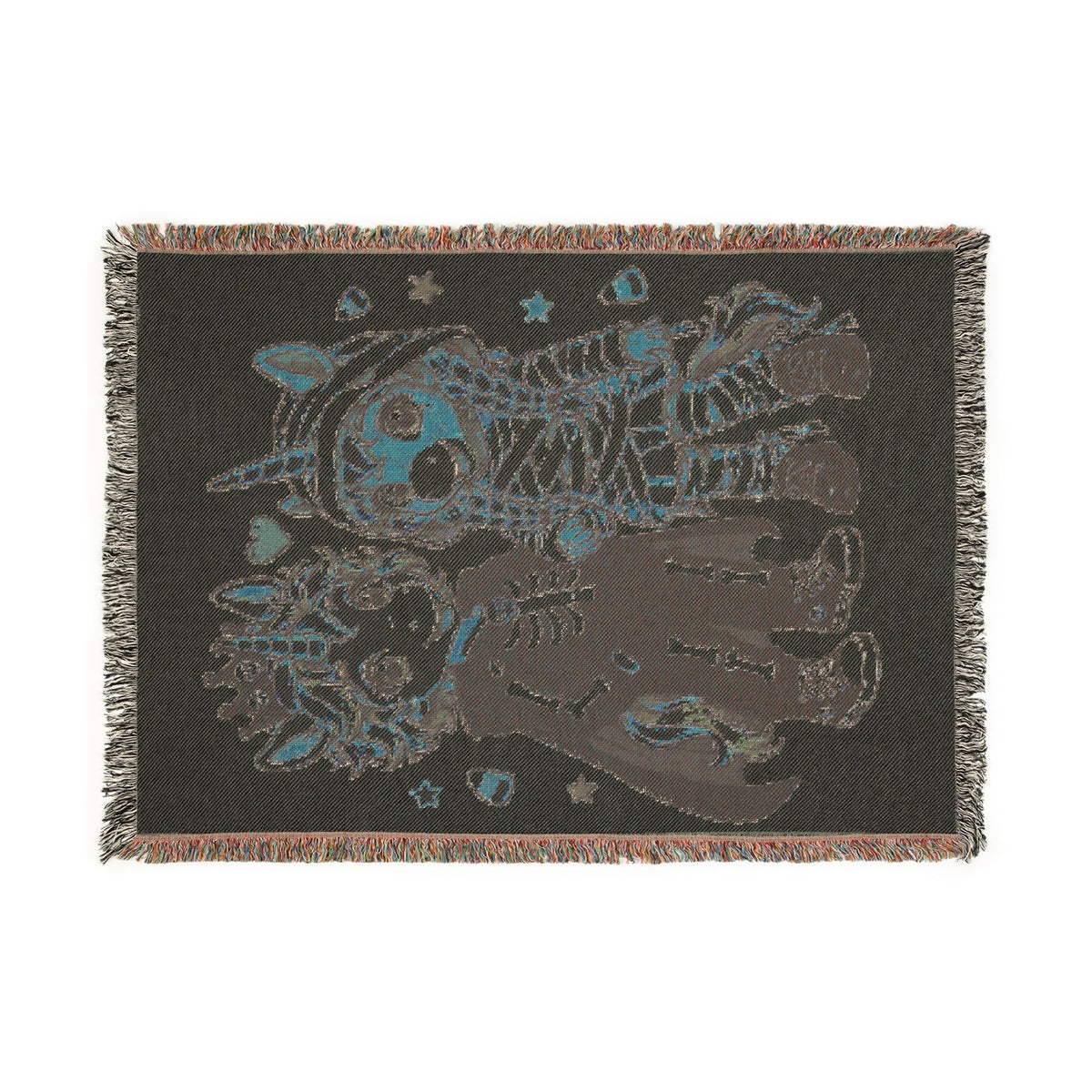 Halloween Unicorn Couple Woven Blanket, Mummy Skeleton Costume Throw, Spooky Autumn Décor