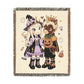 Halloween Couple Woven Blanket, Witch Pumpkin Costume Throw, Spooky Unicorn Decor