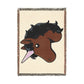 Cocoa Comet. Unicorn 100% Cotton Woven Throw Blanket Original Artwork Heirloom Keepsake Woven Fringe Blanket