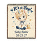 Its a Boy Unicorn Blanket Personalized Baby Boy Woven Throw, Baby Shower Gift, Newborn Boy Gift, Nursery Keepsake