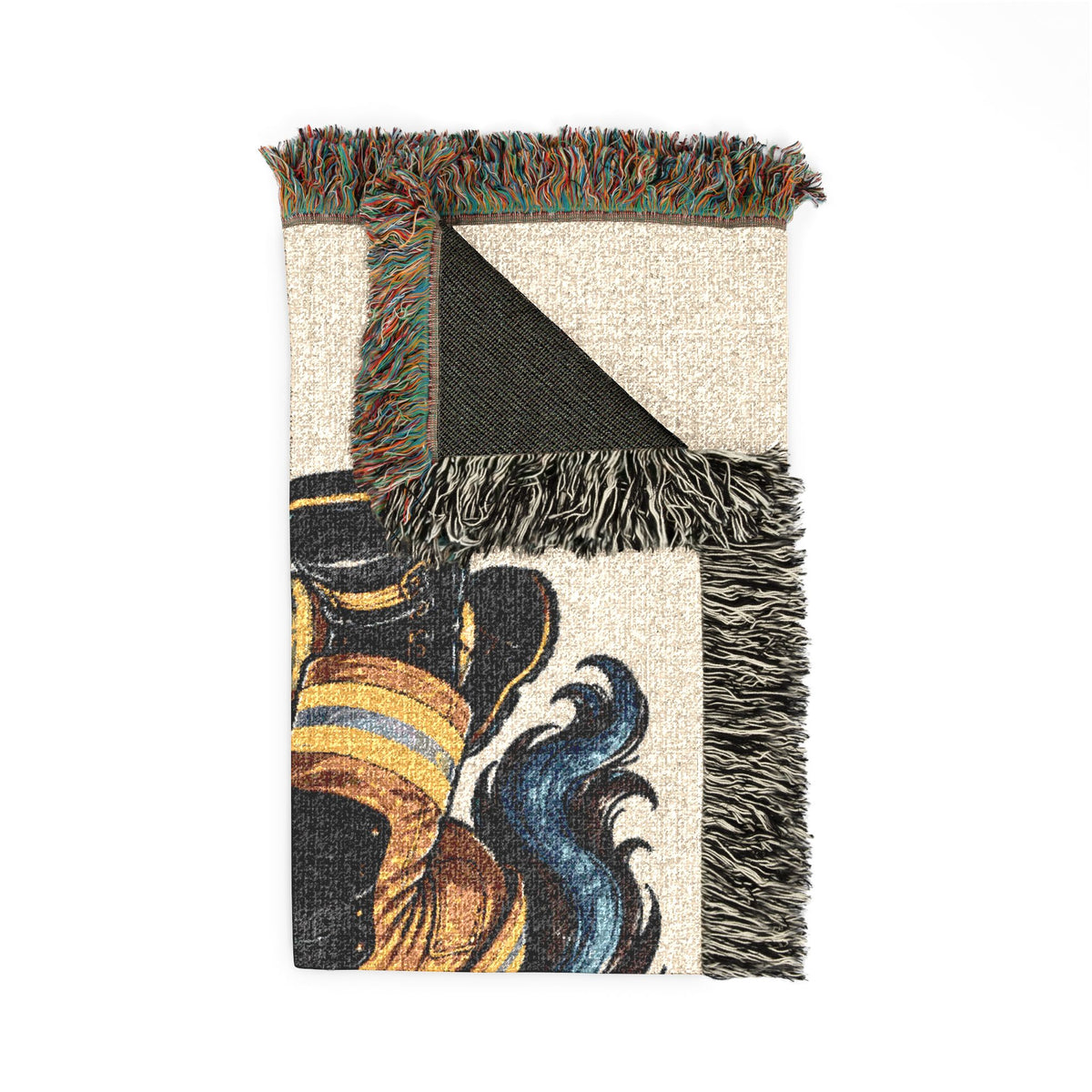 Future Firefighter Unicorn Dad Child Woven Cotton Throw Blanket: USA Jacquard Tapestry
