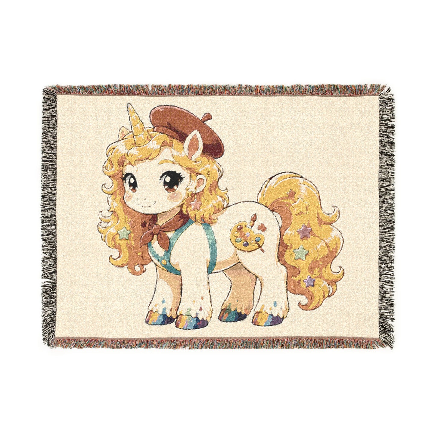 Poppy the Painting Unicorn 100% Cotton Woven Throw Blanket Original Artwork Heirloom Keepsake Unicorns4everyone