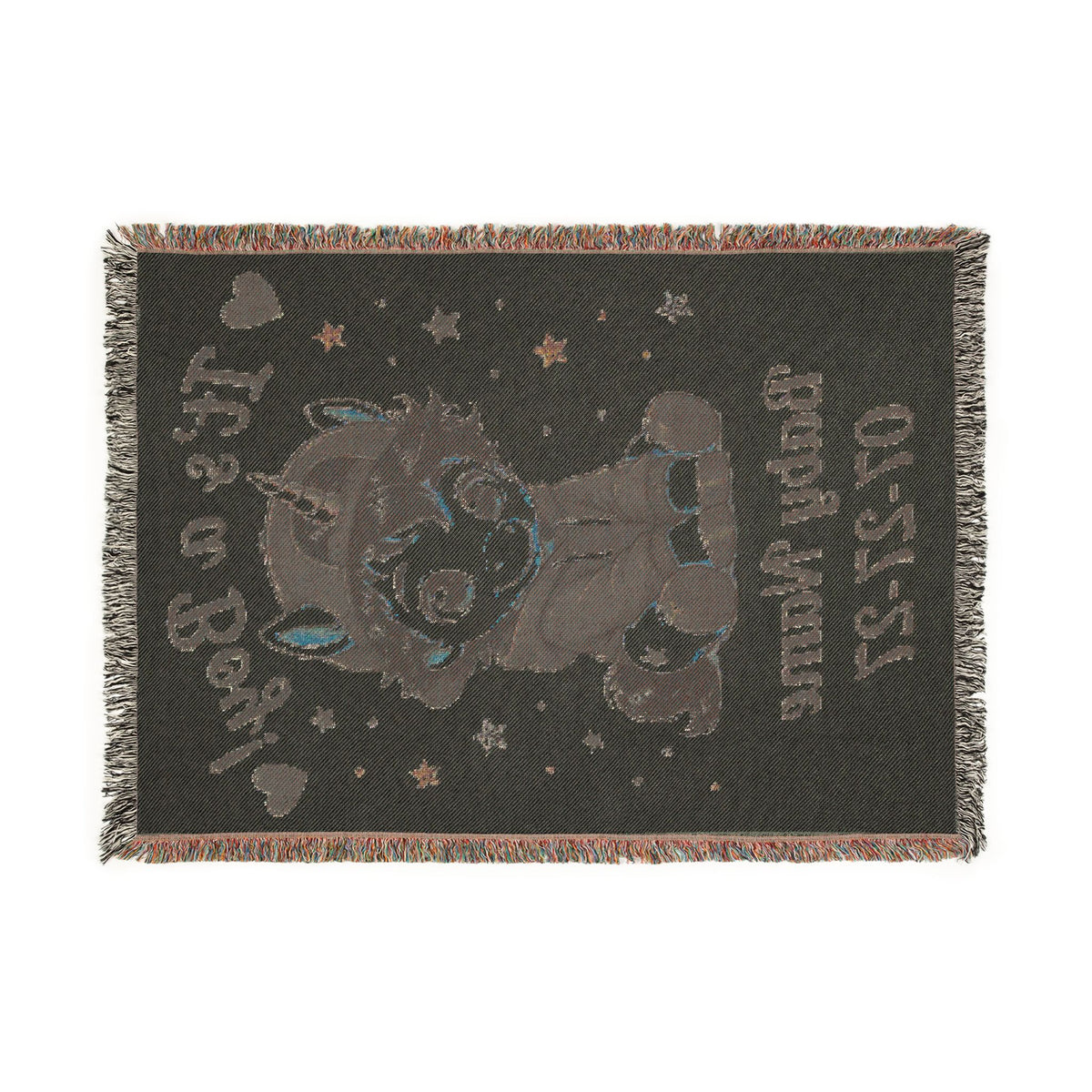 t's a Boy Keepsake Personalize Name Date Unicorn Cotton Throw Blanket, Jacquard Tapestry heirloom Quality