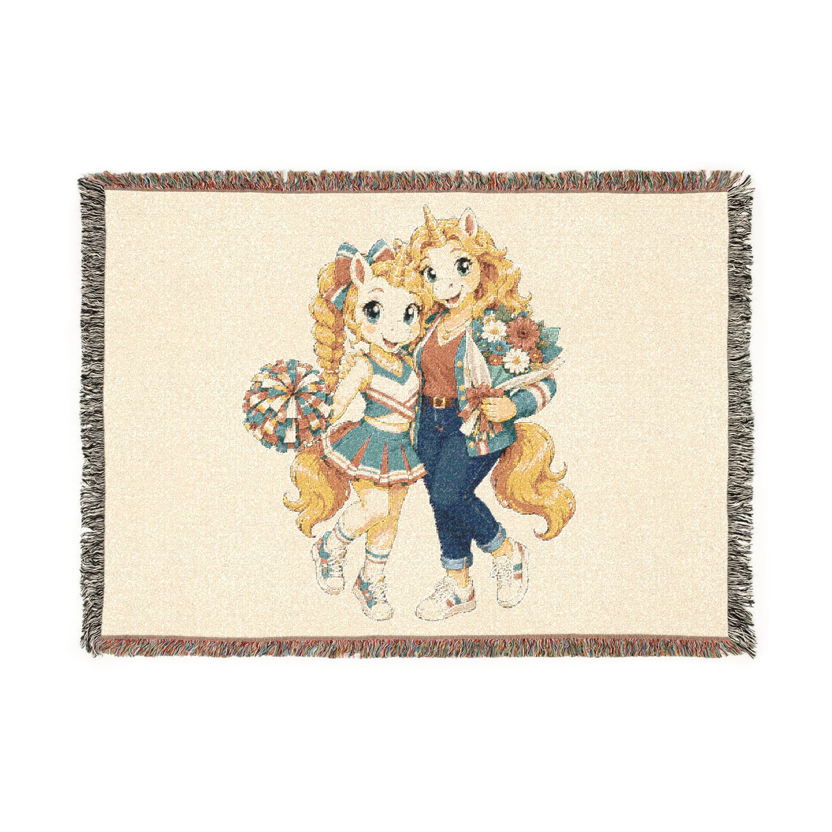 Cheer Mom and Daughter Unicorn Woven Blanket, Cheerleader Senior Night Gift, Personalized Cheer Mom Blanket, Cheer Team Family Gift